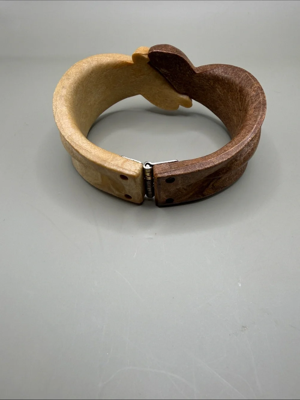 Vintage Resin Wooden Wide Clamp Bracelet - Picture 4 of 4